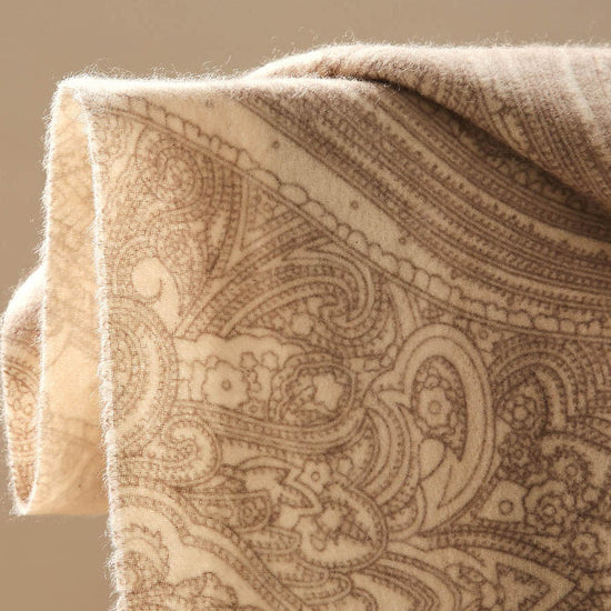 COMOBOCA 100% Cashmere Women's Paisley Pattern Fringed Scarf