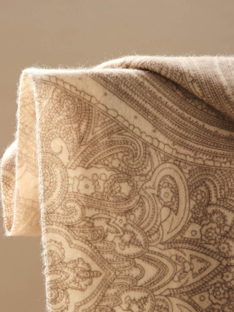 COMOBOCA 100% Cashmere Women's Paisley Pattern Fringed Scarf