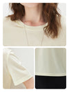Women's Crew Neck Tonal Jacquard Short Sleeve T-Shirt