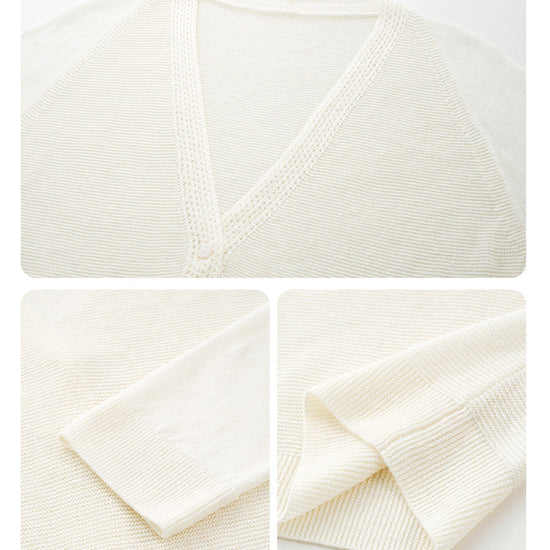 COMOBOCA Women's Ribbed V-Neck Button Cardigan