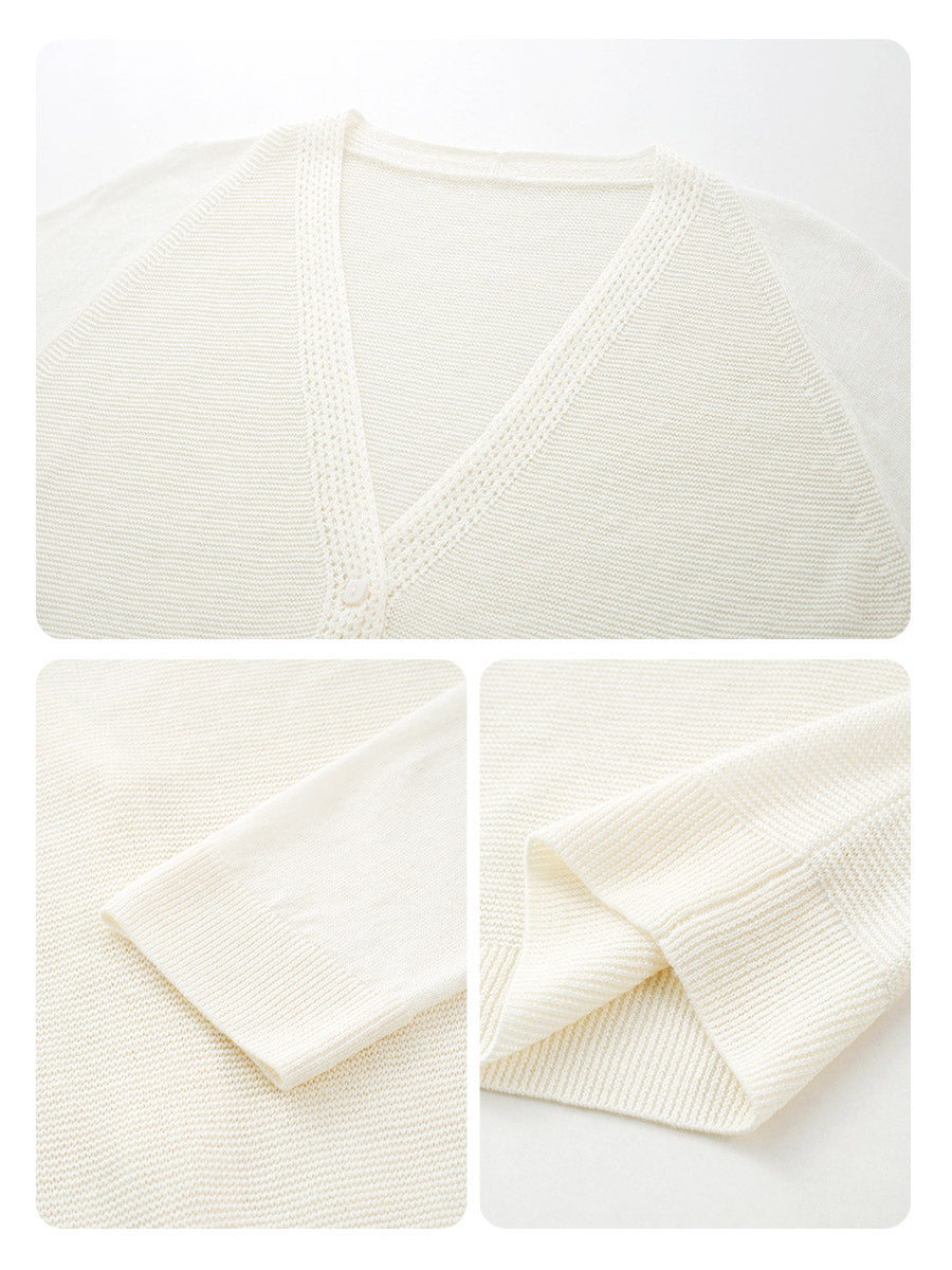 COMOBOCA Women's Ribbed V-Neck Button Cardigan