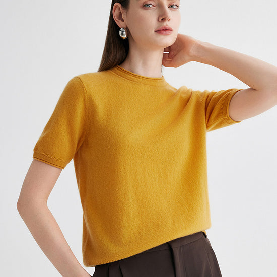 COMOBOCA 100% Cashmere Women's Round Neck T-Shirt