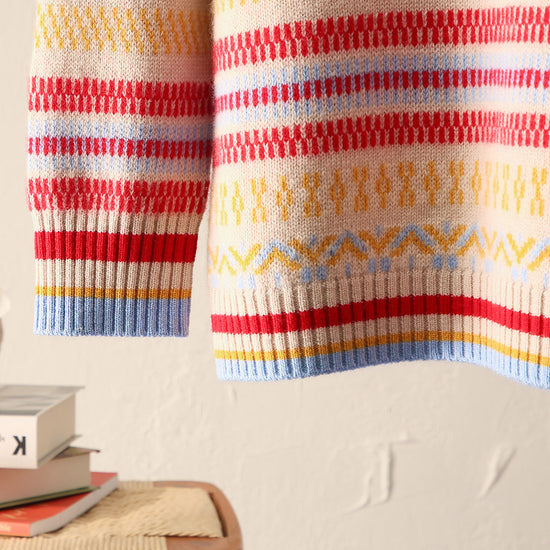 COMOBOCA 100% Wool Kids' Colorful Nordic Pattern Knit Sweater