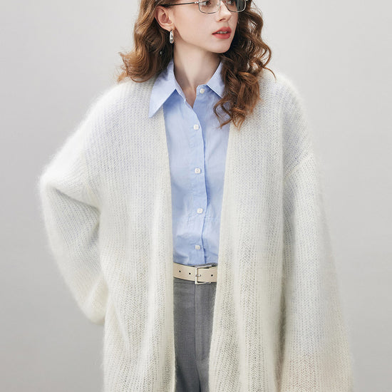 COMOBOCA Women's Mohair Fluffy Open Front Cardigan