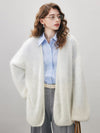 COMOBOCA Women's Mohair Fluffy Open Front Cardigan