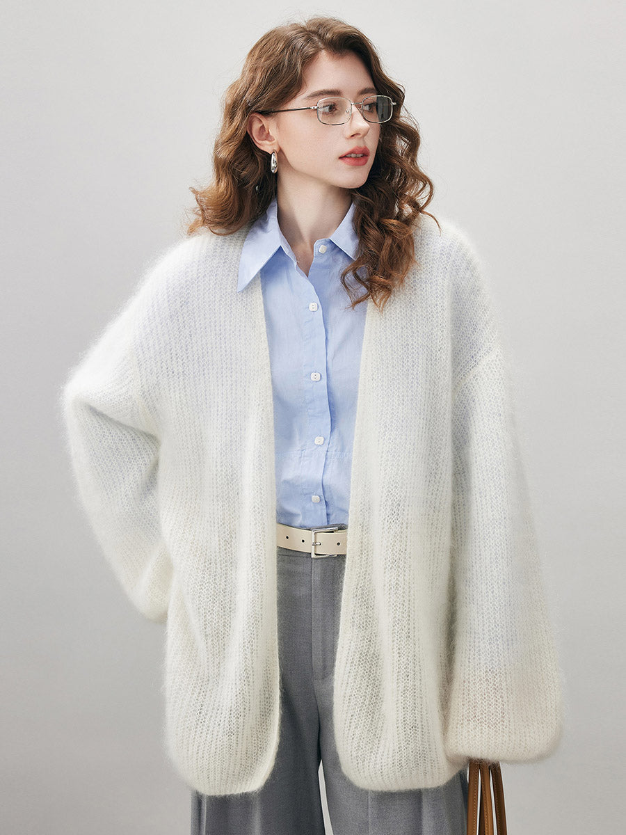 COMOBOCA Women's Mohair Fluffy Open Front Cardigan
