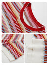 Women’s Crew Neck Silk-Cotton Jacquard Striped Short-Sleeve Knit T-shirt