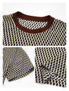 100% Silk Women's  Vintage Print Crew Neck Short Sleeve T-Shirt