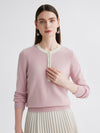 COMOBOCA 100% Cashmere Women's Contrast Trim Button Front Sweater