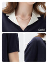 COMOBOCA Women's Contrast Collar Knit Button Down Cardigan
