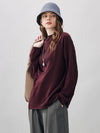 COMOBOCA 100% Wool Women's Oversized U-Neck Sweater