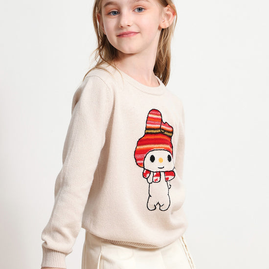 COMOBOCA 100% Wool Kids' Round Neck Cartoon Sweater