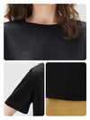 Women's Crew Neck Tonal Jacquard Short Sleeve T-Shirt
