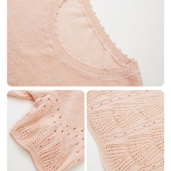 COMOBOCA Women's Sheer Openwork Knit T-Shirt