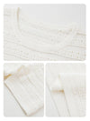 Women’s Round-Neck Linen Blend Hollow-Out Short Sleeve Knit T-Shirt