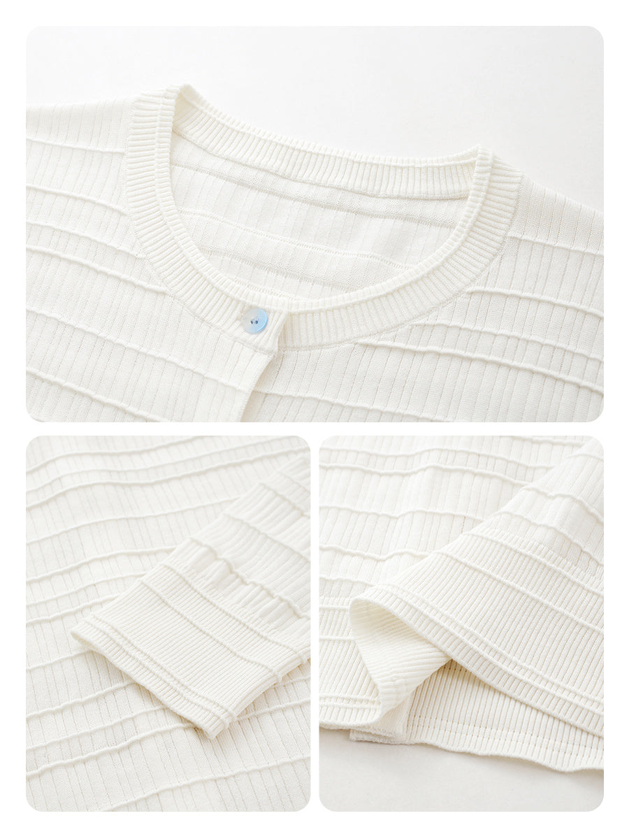 COMOBOCA Women's Textured Ribbed Knit Cardigan