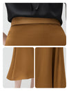 Women's solid color A-line skirt, mulberry silk blend woven
