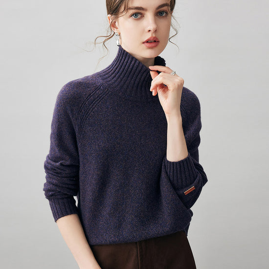 COMOBOCA 100% Cashmere Women's Ribbed Turtleneck Sweater