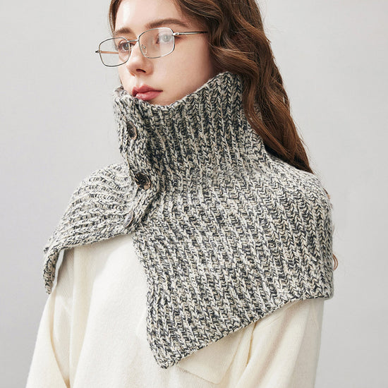 COMOBOCA 100% Wool Women's Knit Button Neck Warmer Shawl