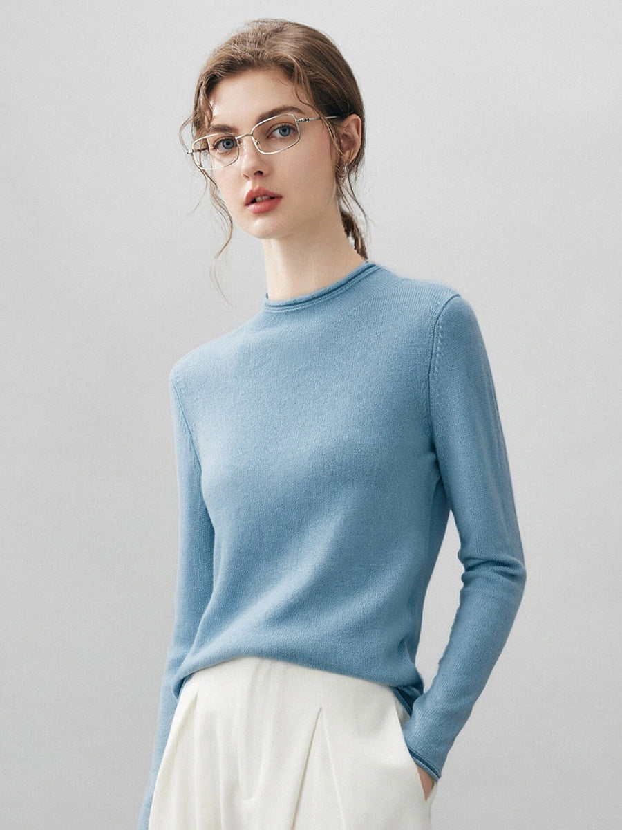 COMOBOCA 100% Cashmere Women's Round Neck Knit sweater