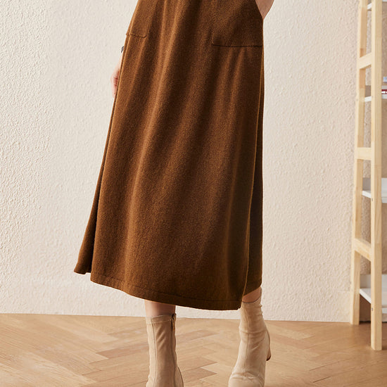 COMOBOCA 100% Cashmere Women's Knit Pleated Skirt