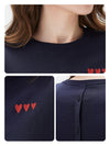 Women's crew neck short-sleeve knitted T-shirt with embroidery