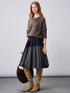 COMOBOCA 100% Cashmere Women's Openwork Knit Round Neck Sweater