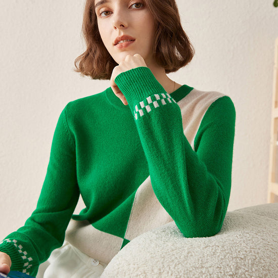 COMOBOCA 100% Cashmere Women's Round Neck Knit Sweater