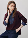 COMOBOCA 100% Wool Women's Oversized U-Neck Sweater