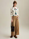 COMOBOCA 100% Cashmere Women's Christmas Embroidered Knit Sweater