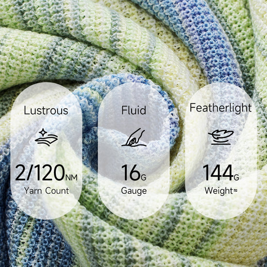 COMOBOCA Women's Gradient Stripe Openwork Knit T-Shirt