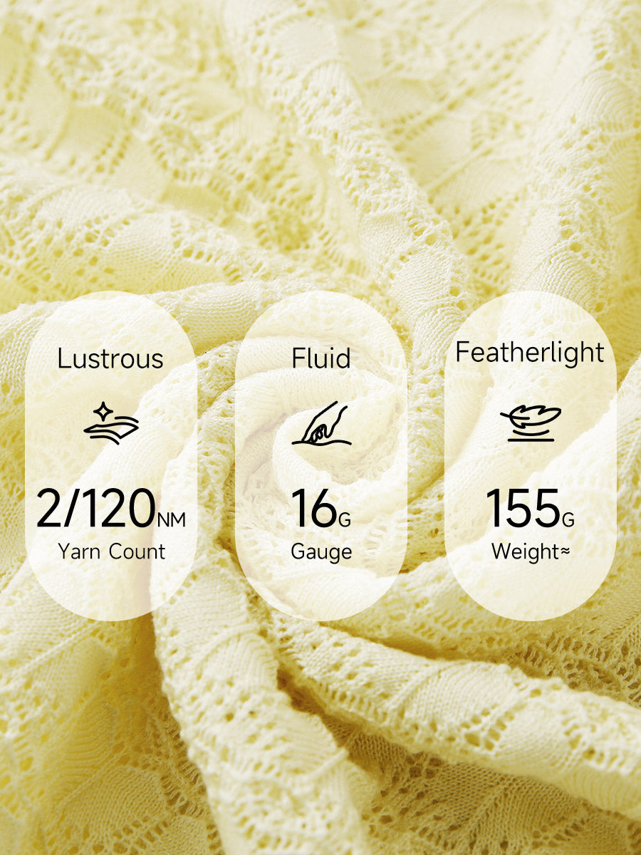 COMOBOCA Women's Openwork Round Neck Knit Sweater