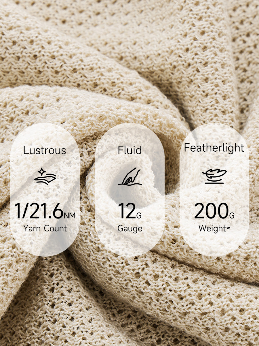 COMOBOCA Women's Openwork Round Neck Knit T-Shirt