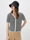 Women’s Linen Blend Striped Knit Pullover Short Sleeve T-Shirt