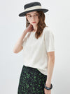 Women’s Silk-Cotton Jacquard Knit Crew Neck Pullover T-Shirt