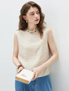 Women's Mock Neck Mulberry Silk Blend Vintage Sleeveless Vest