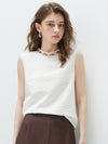 Women's Mock Neck Mulberry Silk Blend Vintage Sleeveless Vest