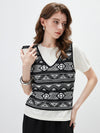 COMOBOCA Women's 2-in-1 Geometric Knit Top
