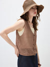 Women’s Linen Blend Knit V-Neck Sleeveless Vest