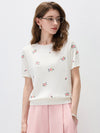 COMOBOCA Cloudy Women's Floral Embroidery Knit T-Shirt