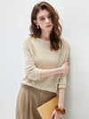 COMOBOCA Women's Diamond Pointelle Knit Sweater