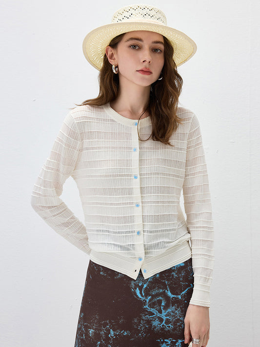 COMOBOCA Cloudy Women's Textured Ribbed Knit Cardigan