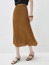 Women's solid color A-line skirt, mulberry silk blend woven