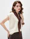 Women’s V-Neck Silk-Cotton Jacquard Knit Short Sleeve T-Shirt