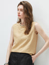 Women's Mock Neck Mulberry Silk Blend Vintage Sleeveless Vest