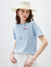 Women's crew neck short-sleeve knitted T-shirt with embroidery