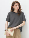 100% Silk Women's  Vintage Print Crew Neck Short Sleeve T-Shirt