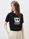 COMOBOCA Women's Cartoon Animal Intarsia Knit T-Shirt