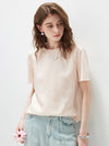 Women's Crew Neck Tonal Jacquard Short Sleeve T-Shirt