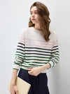 COMOBOCA Women's Stripe Round Neck Knit Sweater